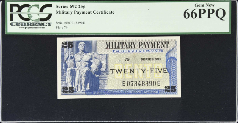 Lot of (2) Military Payment Certificates. Series 692. 25 & 50 Cents. PCGS Bankno...