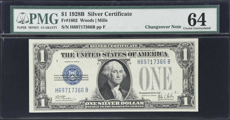 Lot of (2) Fr. 1602 & 1604. 1928B - 28D $1 Silver Certificates. PMG Choice Uncir...