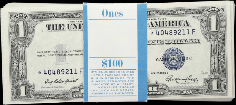 Pack of (100) Fr. 1614 & 1614*. 1935E $1 Silver Certificates. About Uncirculated...