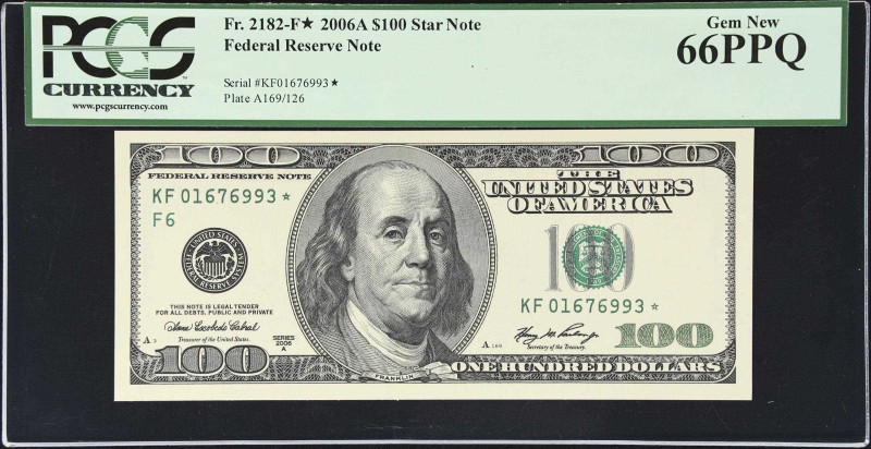 Fr. 2182-F*. 2006A $100 Federal Reserve Star Note. Atlanta. PCGS Currency Gem Ne...