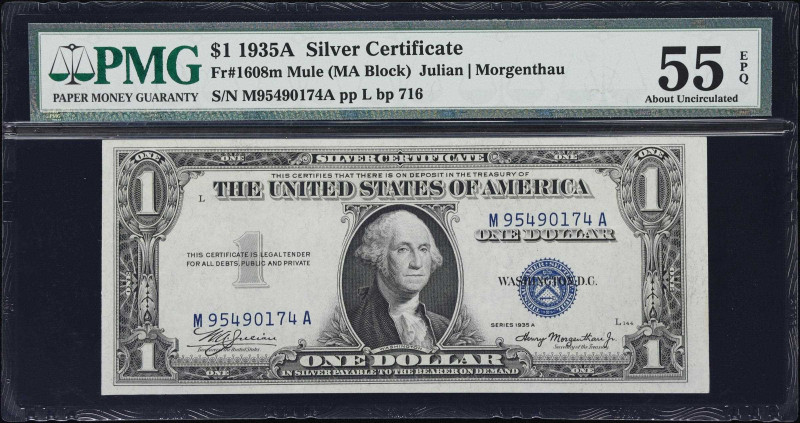 Lot of (2) Fr. 1608m & 1860-B. 1929-35A $1 & $10 Silver Certificate & Federal Re...