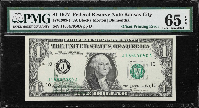 Lot of (4) Fr. 1909-J. 1977 $1 Federal Reserve Notes. Kansas City. PMG Gem Uncir...