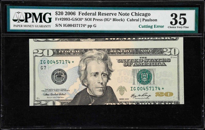 Fr. 2093-GSOI*. 2006 $20 Federal Reserve Star Note. Chicago. PMG Choice Very Fin...