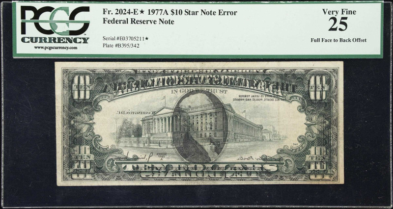 Fr. 2024-E*. 1977A $10 Federal Reserve Star Note. Richmond. PCGS Currency Very F...