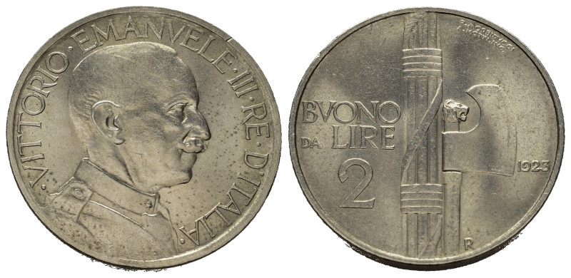 Regno d'Italia. Vittorio Emanuele III (1900-1943). Buono da 2 lire 1923 "Fascio"...