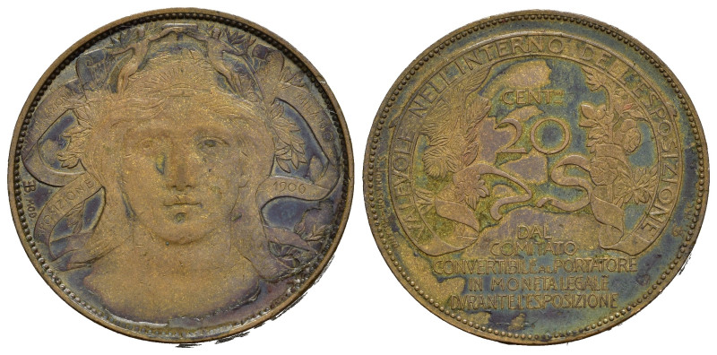 Regno d’Italia. Vittorio Emanuele III (1900-1945). Buono da 20 centesimi 1906 Es...