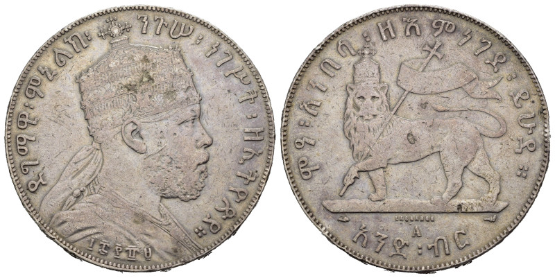 ETIOPIA. Menelik II (1889-1913). 1 Birr. Ag (27,86 g). qBB