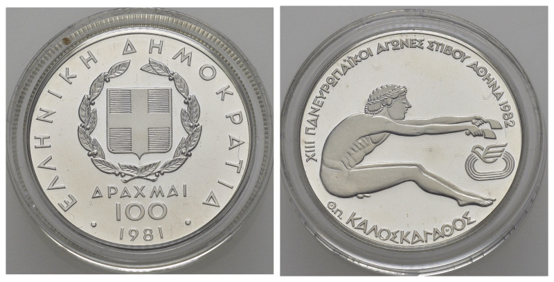 GRECIA. 100 Dracme 1981. Campionati Europei di Atletica leggera Atene 1982. PROO...