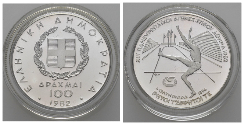 GRECIA. 100 Dracme 1982. Pan-European Games. PROOF