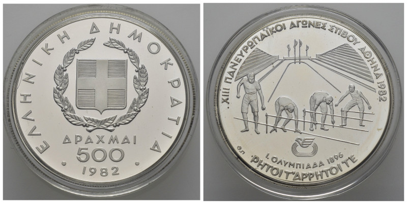 GRECIA. 500 Dracme 1982. Pan-European Games. PROOF