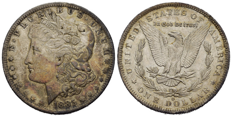 STATI UNITI. Morgan Dollar 1885 O. Ag. Colpetti al bordo. SPL