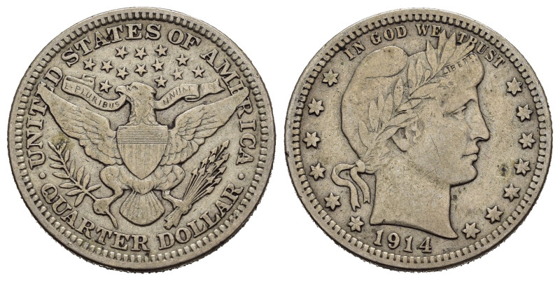 STATI UNITI. Quarter dollar 1914. Ag. BB+