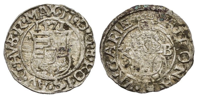 UNGHERIA. Massimiliano I (1564-1576). Denaro 1571. Zecca di Kremnica. MI (g 0,54...