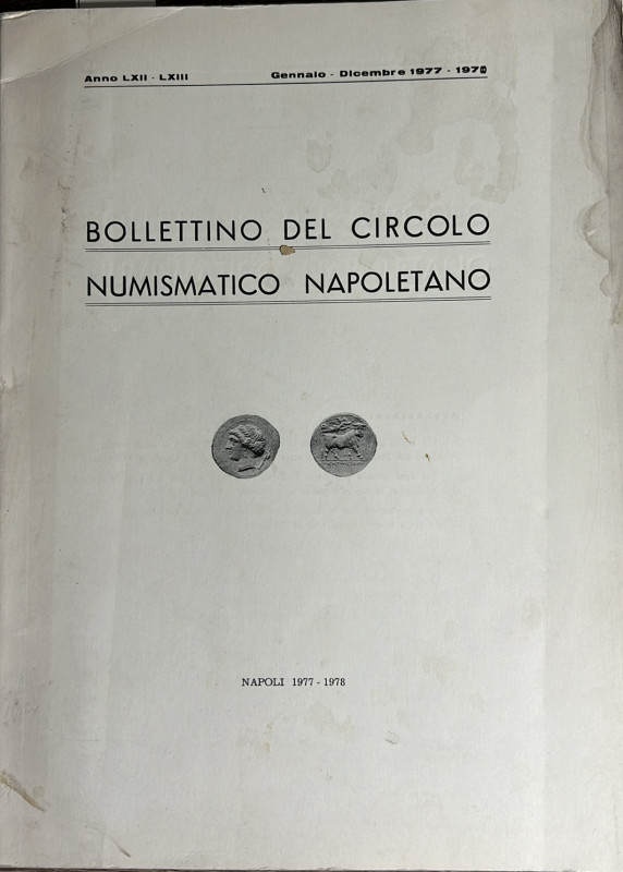 Bollettino del Circolo Numismatico Napoletano. Anno LXII-LXIII Gennaio-Dicembre ...