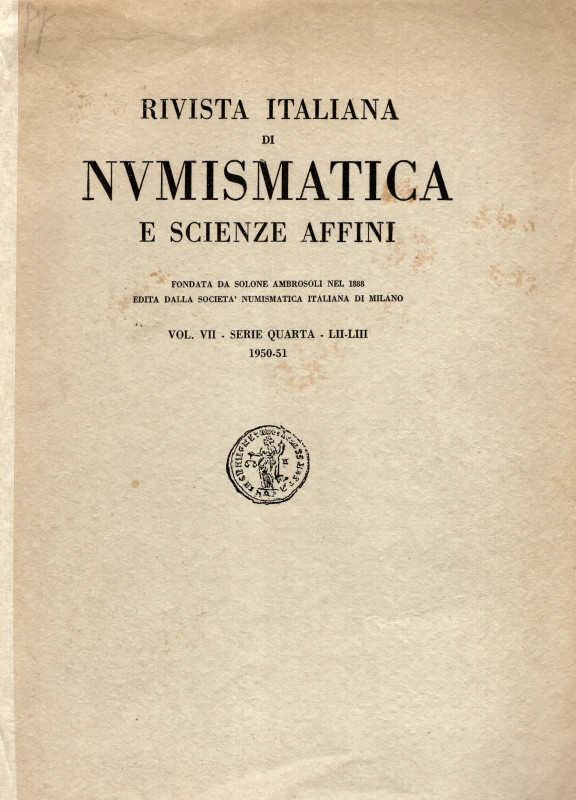 BRUNETTI Lodovico - Nuovi orientamenti statistici nella monetazione antica. Mila...