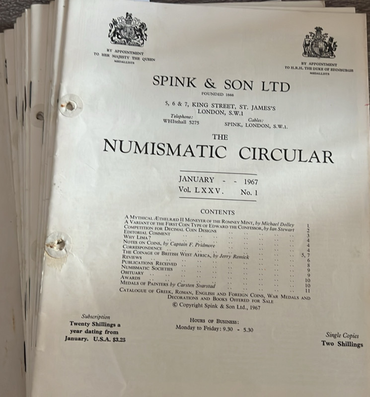 SPINK NUMISMATIC CIRCULAR. 1967 annata completa in ottimo stato