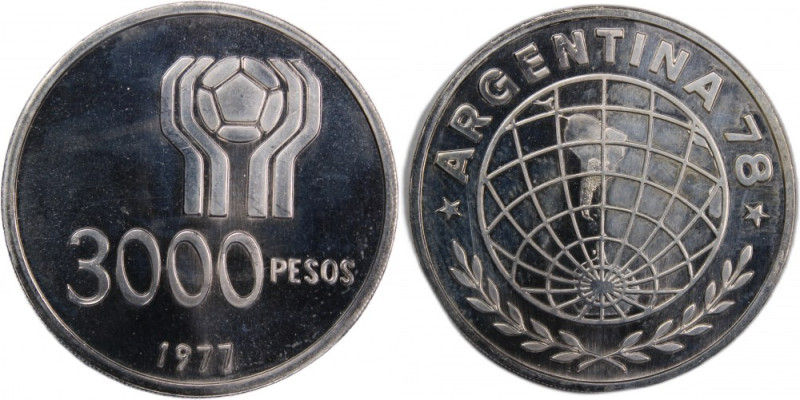 Argentina 3000 Pesos 1977 
 Argentina 3000 Pesos 1977 Silver KM#80 1978 World S...
