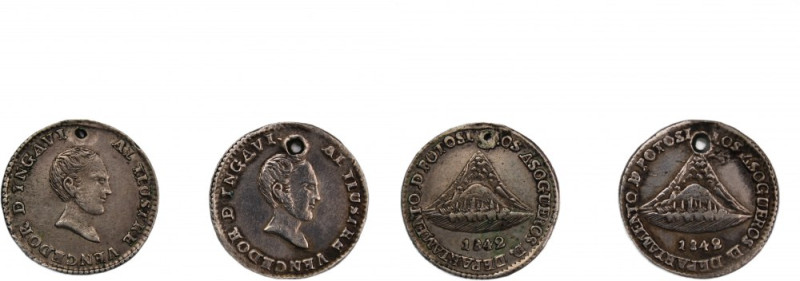 Bolivia Medal 1842 2 Pieces 
 Bolivia Medal 1842 2 Pieces Silver Potosi 3.56 Gm...