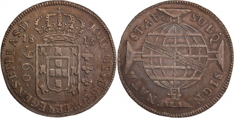 Brazil 960 Reis 1813 B 
 Brazil 960 Reis 1813 B John VI the Clement Silver KM#3...