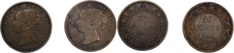 Canada Newfoundland 50 Cents 1881 & 1900 (Lot of 2 Coins) 
 Canada Newfoundland...
