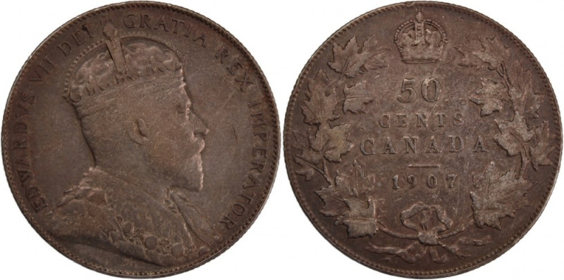 Canada 50 Cents 1907 
 Canada 50 Cents 1907 Silver KM#12 Edward VIII 
Grade: V...