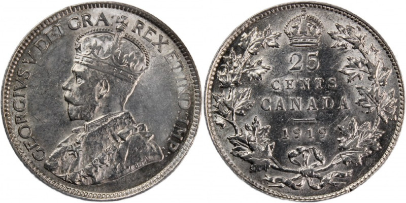 Canada 25 Cents 1919 
 Canada 25 Cents 1919 Canada 25 Cents 1919 George V Silve...