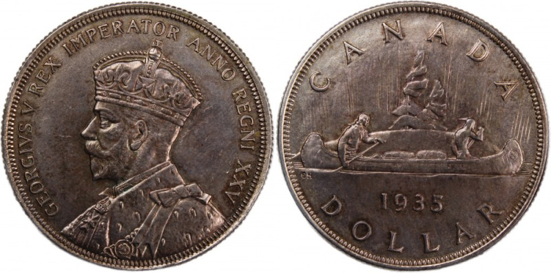 Canada 1 Dollar 1935 
 Canada 1 Dollar 1935 Silver KM#30 George V 
Grade: AU