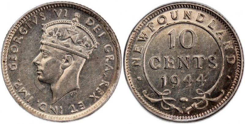 Canada Newfoundland 10 Cents 1944 C 
 Canada Newfoundland 10 Cents 1944 C Newfo...