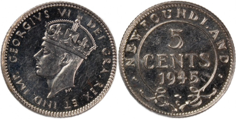 Canada Newfoundland 5 Cents 1945 C 
 Canada Newfoundland 5 Cents 1945 C Newfoun...