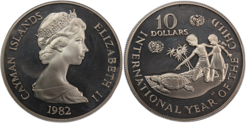 Cayman Islands 10 Dollars 1982 
 Cayman Islands 10 Dollars 1982 Silver KM#72 Mi...