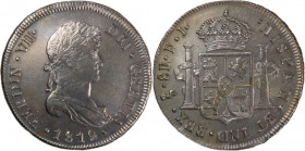 Chile 8 Reales 1812 So FJ 
 Chile 8 Reales 1812 So FJ Silver KM#80&nbsp; &nbsp;Ferdinand VII 
Grade: AU