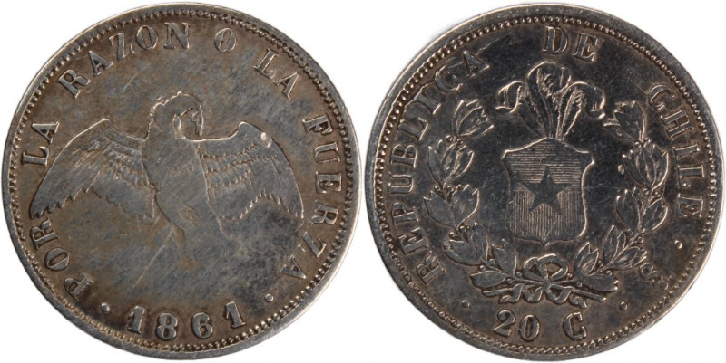 Chile 20 Centavos 1861 So 
 Chile 20 Centavos 1861 So Chile 20 Centavos 1861 So...