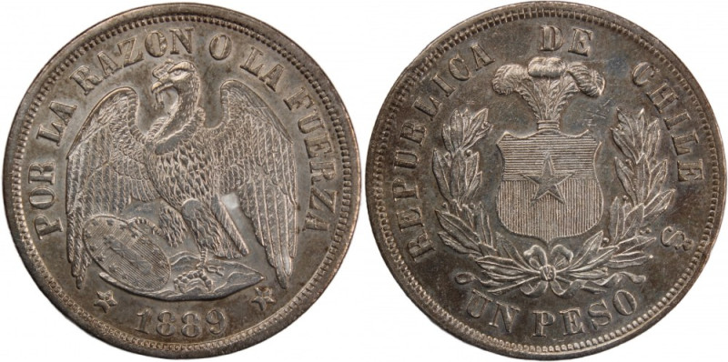 Chile 1 Peso 1889 
 Chile 1 Peso 1889 Chile 1 Peso 1889 Silver KM#142.1

Grad...