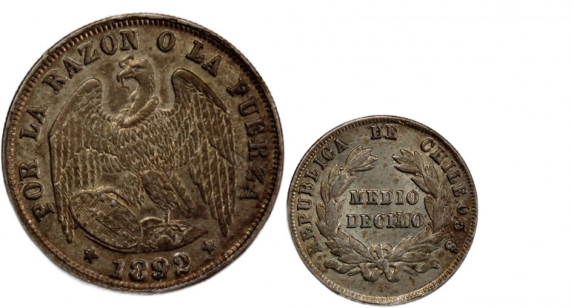 Chile 1/2 Decimo 1892 So 
 Chile 1/2 Decimo 1892 So Chile 1/2 Decimo 1892 So Re...