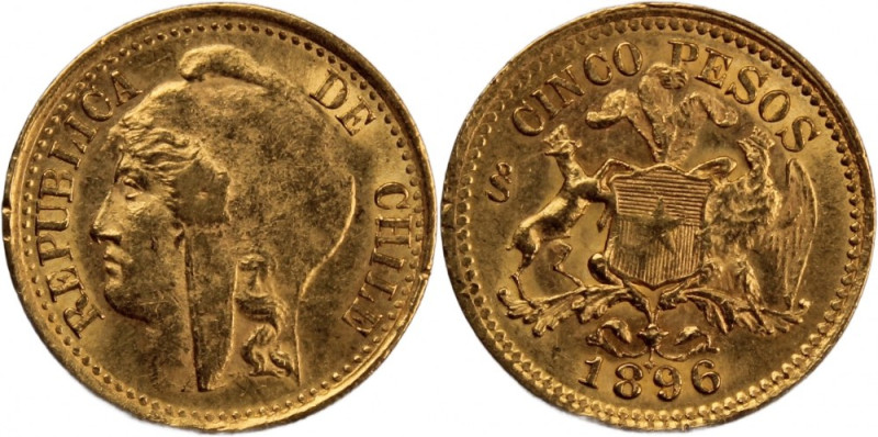 Chile 5 Pesos 1896 So 
 Chile 5 Pesos 1896 So Chile 5 Pesos 1896 So Santiago Mi...