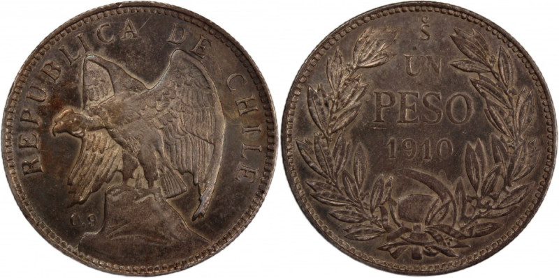 Chile 1 Peso 1910 So 
 Chile 1 Peso 1910 So Silver KM#152.3 
Grade: XF+