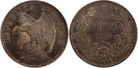 Chile 1 Peso 1910 So 
 Chile 1 Peso 1910 So Silver KM#152.3 
Grade: XF+