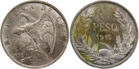 Chile 1 Peso 1915 So 
 Chile 1 Peso 1915 So Chile 1 Peso 1915 So Santiago Mint Republic Silver KM#152.4

Grade: UNC
