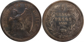 Chile 5 Pesos 1927 
 Chile 5 Pesos 1927 Silver KM#173

Grade: XF