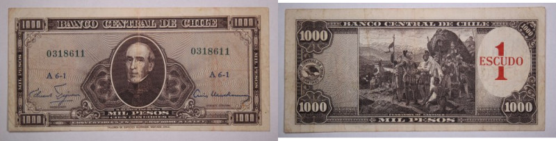 Chile 1 Escudo (1000 Pesos) 1960-61 
 Chile 1 Escudo (1000 Pesos) 1960-61 KM#12...