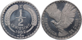Chile 1/2 Centesimo 1962 
 Chile 1/2 Centesimo 1962 Aluminium KM#192 
Grade: PROOF