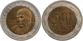 Chile 500 Pesos 2000 So 
 Chile 500 Pesos 2000 So Copper-Nickel-Zinc KM#235 
Grade: UNC