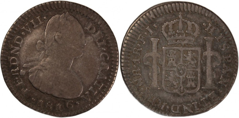 Colombia 1 Real 1816 FJ 
 Colombia 1 Real 1816 FJ Silver KM#68.1 Ferdinand VII ...