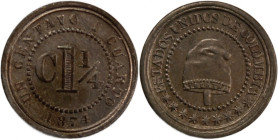 Colombia 1 1/4 Centavo 1874 
 Colombia 1 1/4 Centavo 1874 Colombia 1 1/4 Centavo 1874&nbsp;United States of Colombia Copper-nickel KM#173

Grade: U...