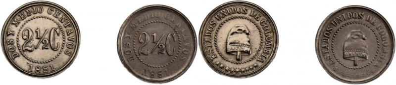 Colombia 2 1/2 Centavos 1881 (Lot of 2 Coins) 
 Colombia 2 1/2 Centavos 1881 (L...