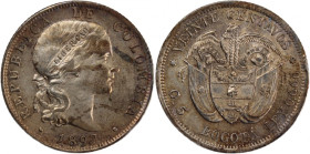 Colombia Bogota 20 Centavos 1897 
 Colombia Bogota 20 Centavos 1897 Silver KM#189 
Grade: XF