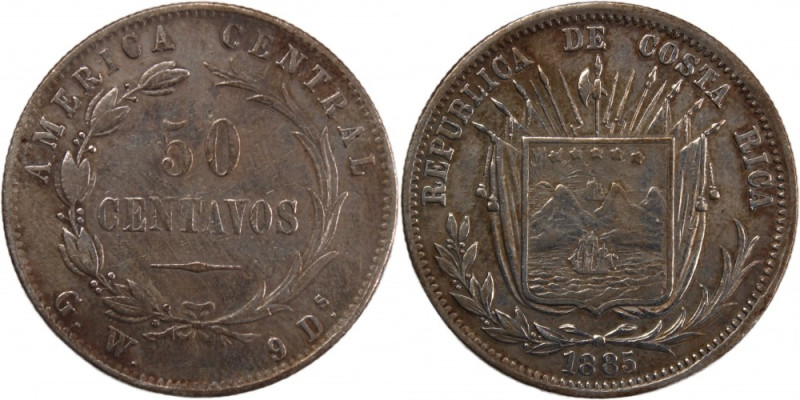 Costa Rica 50 Centavos 1885 
 Costa Rica 50 Centavos 1885 Costa Rica 50 Centavo...