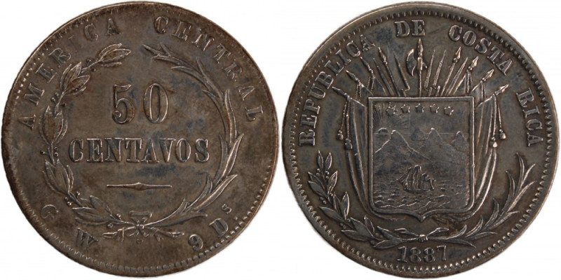 Costa Rica 50 Centavos 1887 
 Costa Rica 50 Centavos 1887 Costa Rica 50 Centavo...