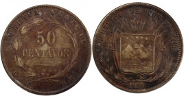 Costa Rica 50 Centavos 1890 GW 
 Costa Rica 50 Centavos 1890 GW Silver KM#124 
Grade: VF+