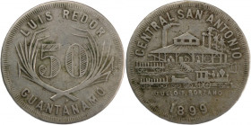 Cuba 50 Centavos 1899 (Token) 
 Cuba 50 Centavos 1899 (Token) Cuba 50 Centavos 1899 (Token) Guantanamo Luis Redor/Central San Antonio&nbsp; (Rulau Or...